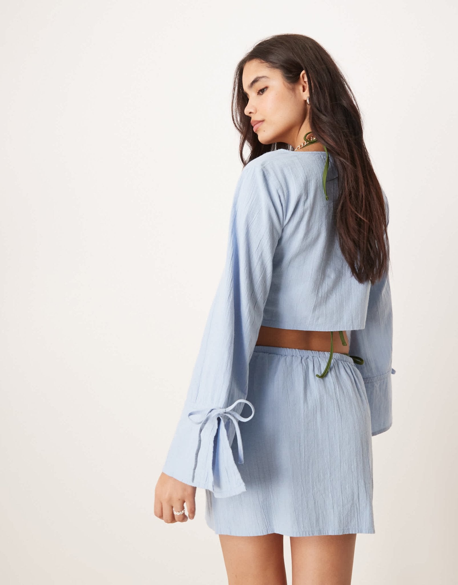 ASOS DESIGN Fern mini beach skirt in ice blue - ASOS Sample Sale EU Store