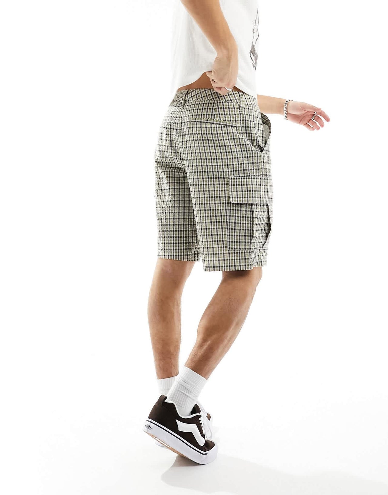 ASOS DESIGN fit cargo shorts in textured check print - ASOS Sample Sale EU Store