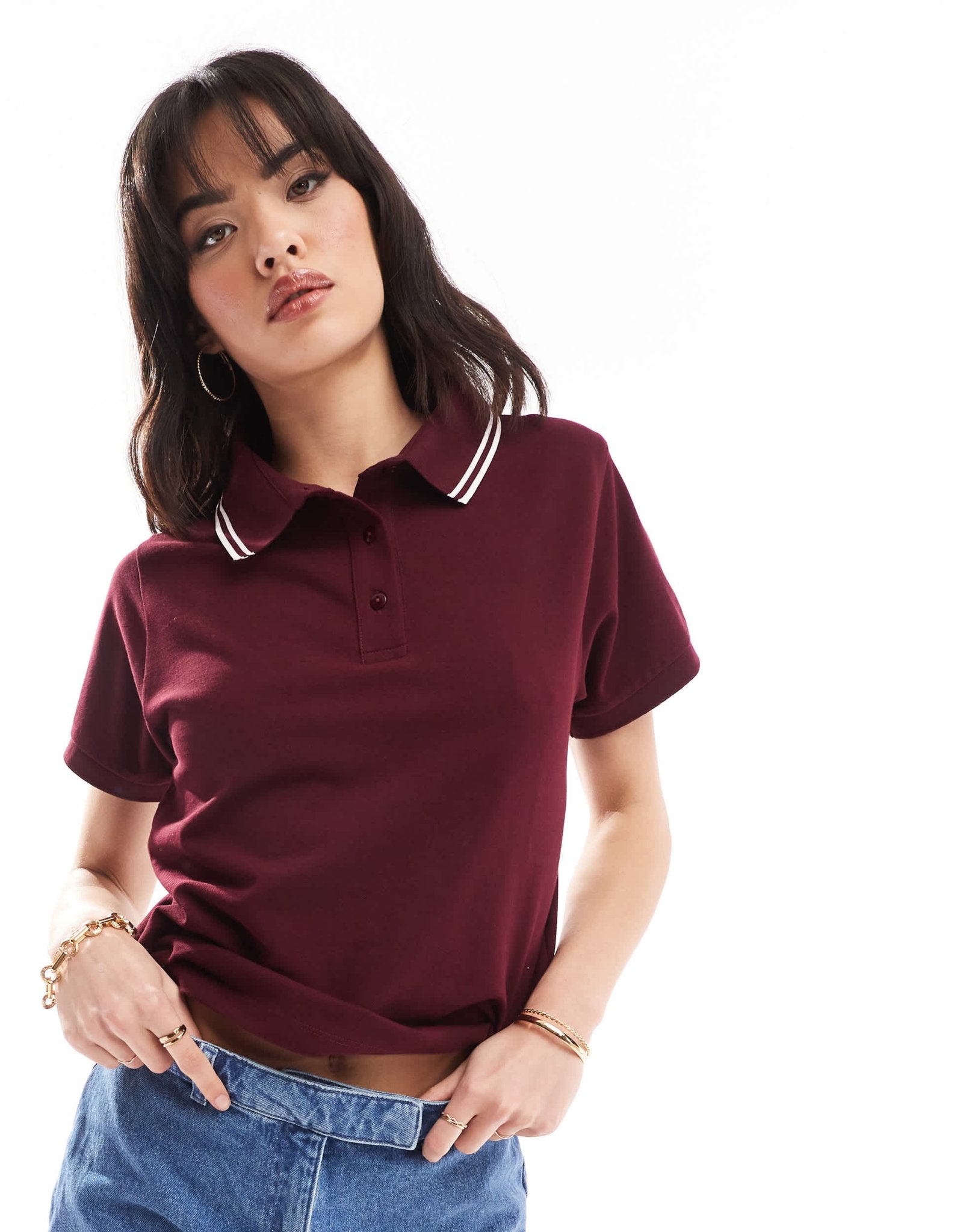 ASOS DESIGN fitted pique polo shirt in burgundy - ASOS Sample Sale EU Store