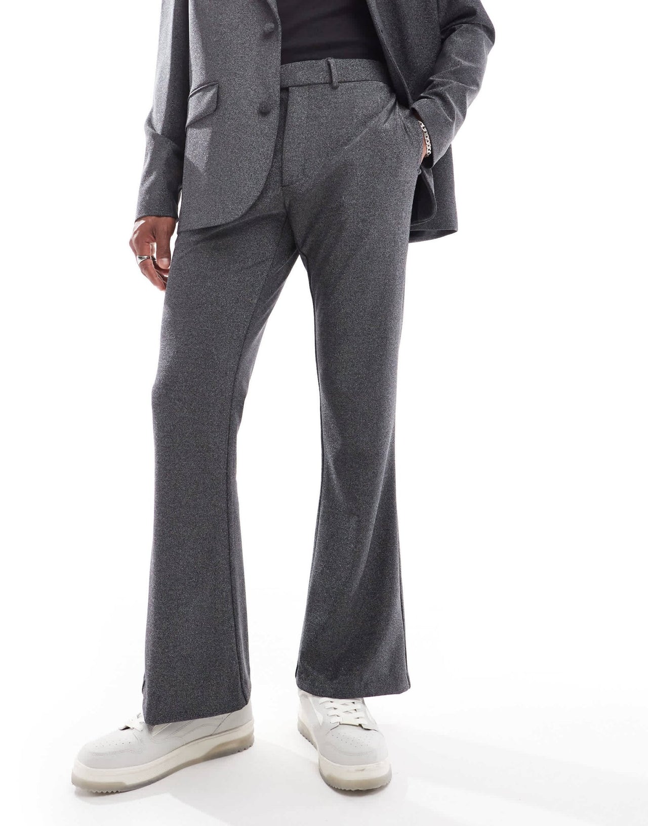 ASOS DESIGN flare shimmer suit trouser in black - ASOS Sample Sale EU Store