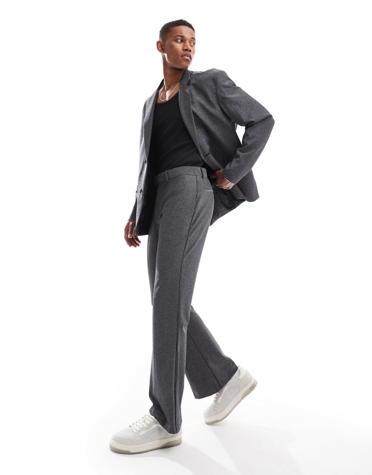 ASOS DESIGN flare shimmer suit trouser in black - ASOS Sample Sale EU Store