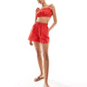 Shorts con lino y vuelo ASOS DESIGN a juego en rojo