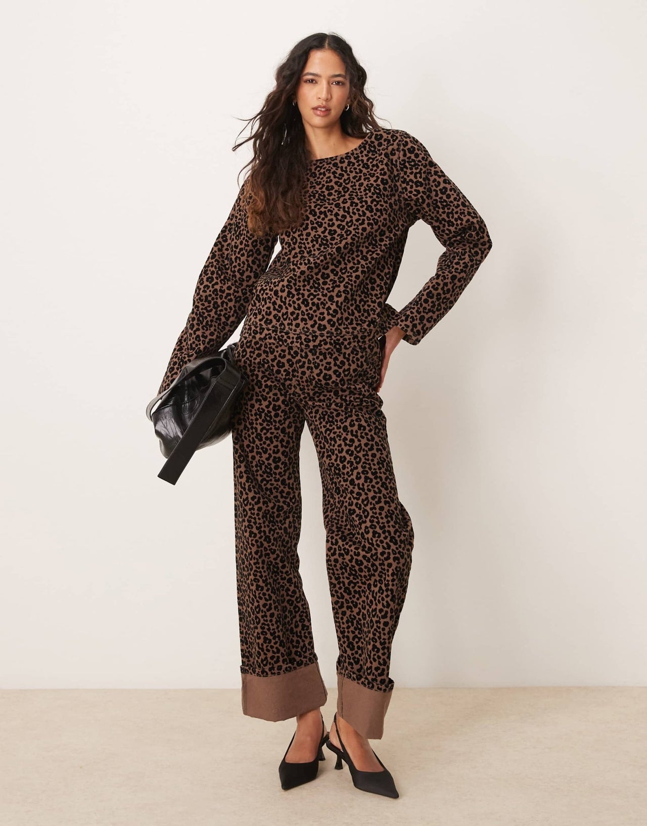 ASOS DESIGN flocked denim long sleeve top in dark leopard print - ASOS Sample Sale EU Store