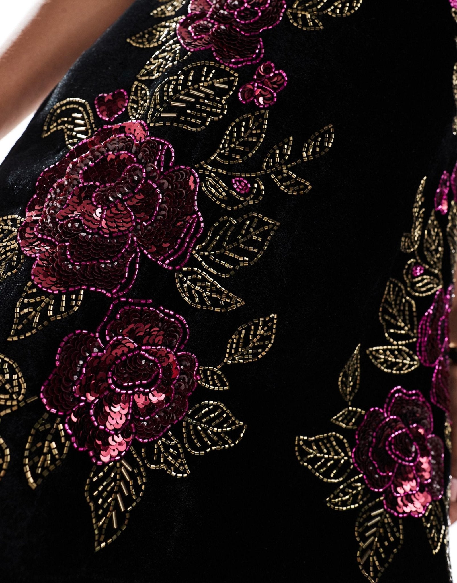 ASOS DESIGN floral embellished velvet mini dress in black - ASOS Sample Sale EU Store
