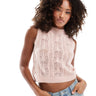 ASOS DESIGN fluffy knit tank top with pointelle stitch in pink
