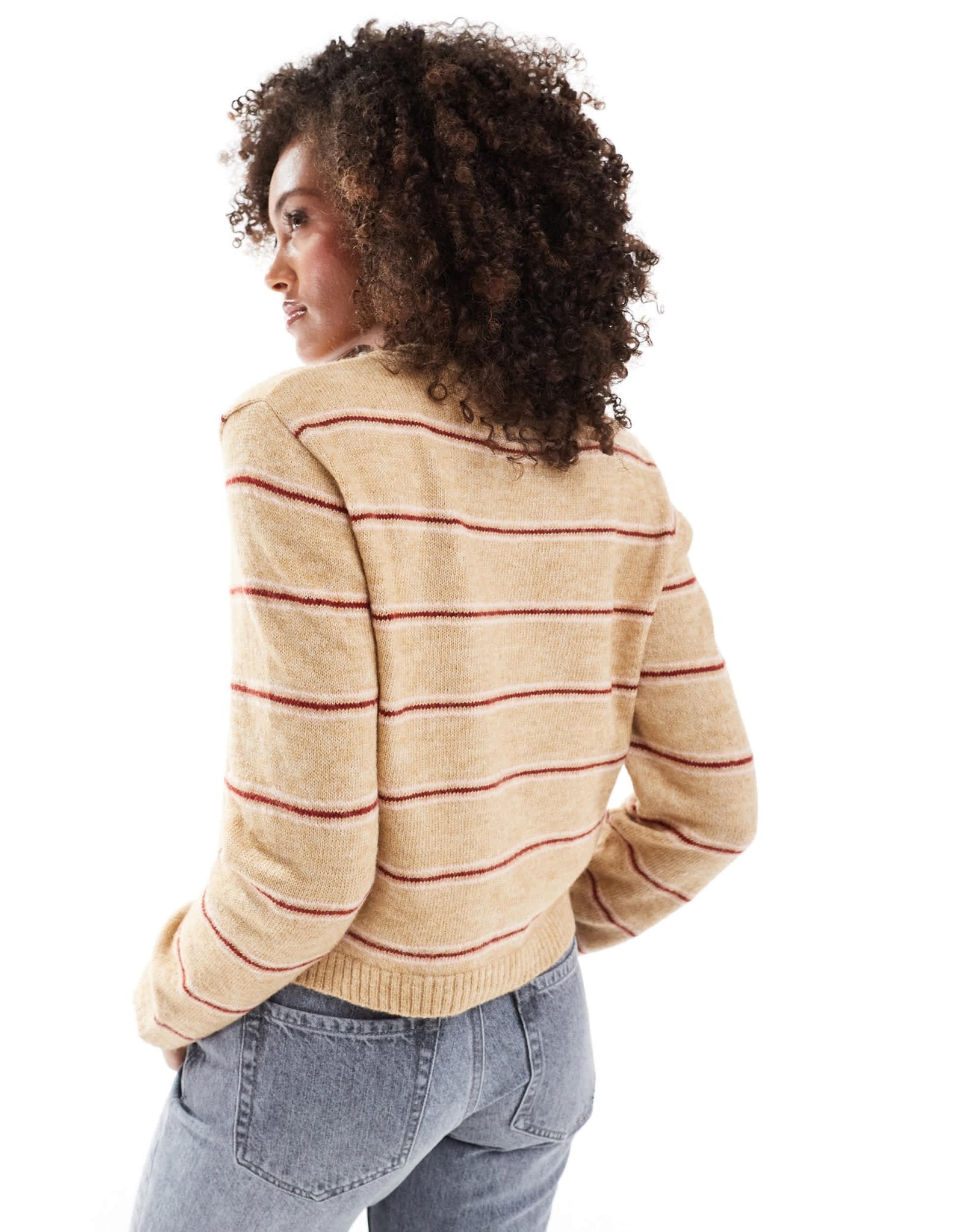 ASOS DESIGN fluffy oversized jumper in brown stripe - ASOS Sample Sale EU Store