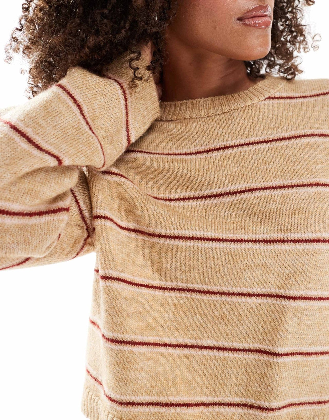 ASOS DESIGN fluffy oversized jumper in brown stripe - ASOS Sample Sale EU Store