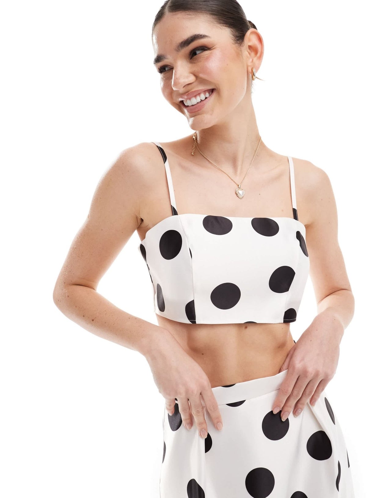 ASOS DESIGN formal crop cami top co - ord in spot print - ASOS Sample Sale EU Store