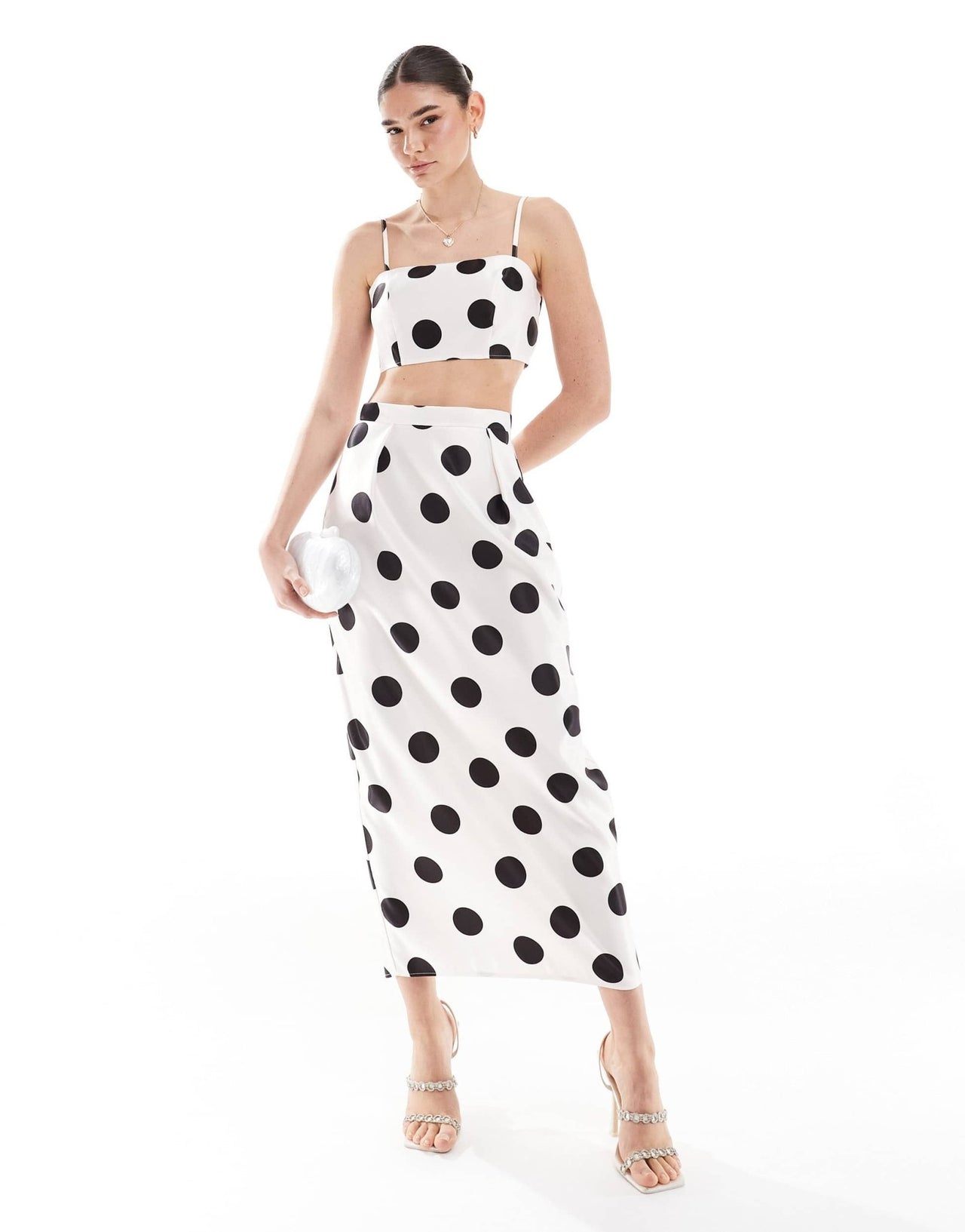 ASOS DESIGN formal crop cami top co - ord in spot print - ASOS Sample Sale EU Store