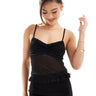 ASOS DESIGN frill mesh cami top in black