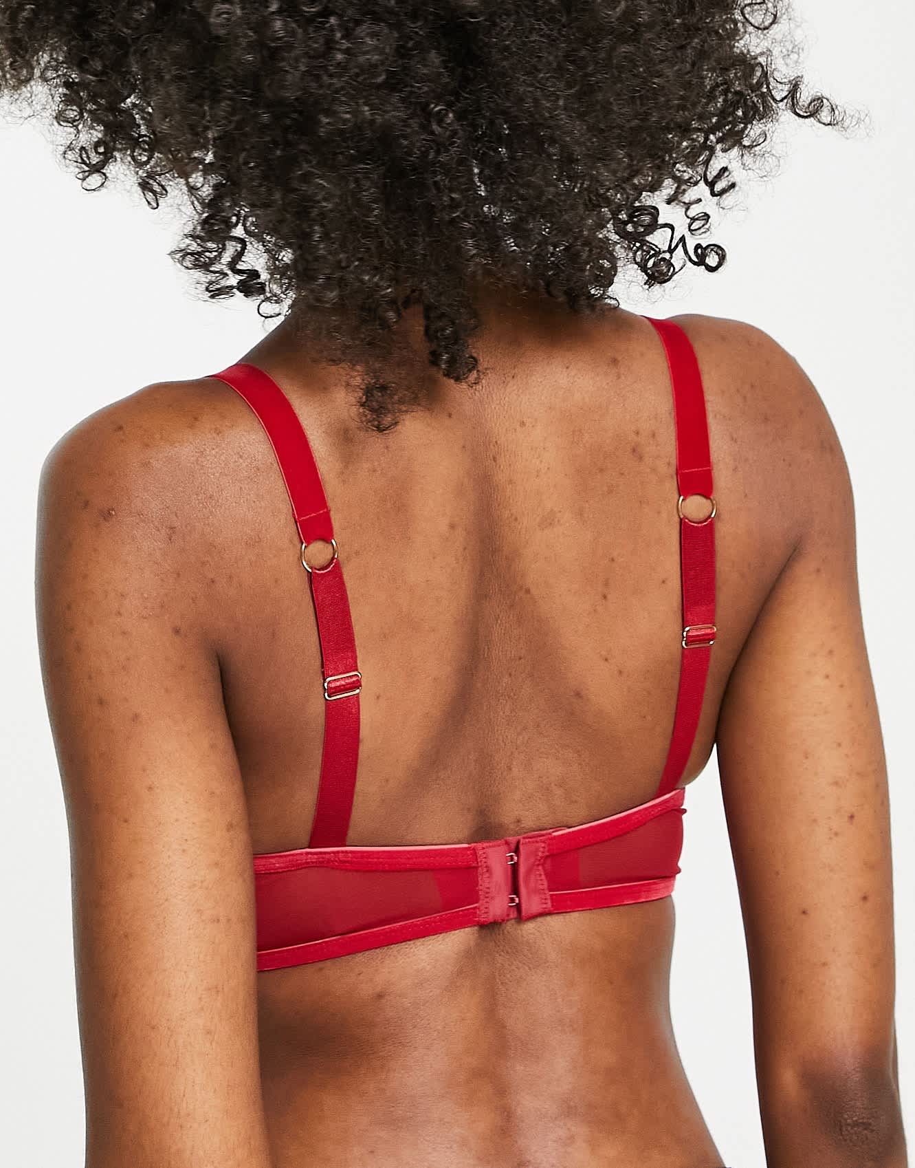 ASOS DESIGN Fuller Bust Alaia mesh and velvet trim underwire bra in burgundy - ASOS Sample Sale EU Store