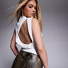 ASOS DESIGN top drappeggiato con schiena scoperta avorio