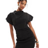 Mini robe à col montant et manches intégrées avec dos ouvert ASOS DESIGN en noir