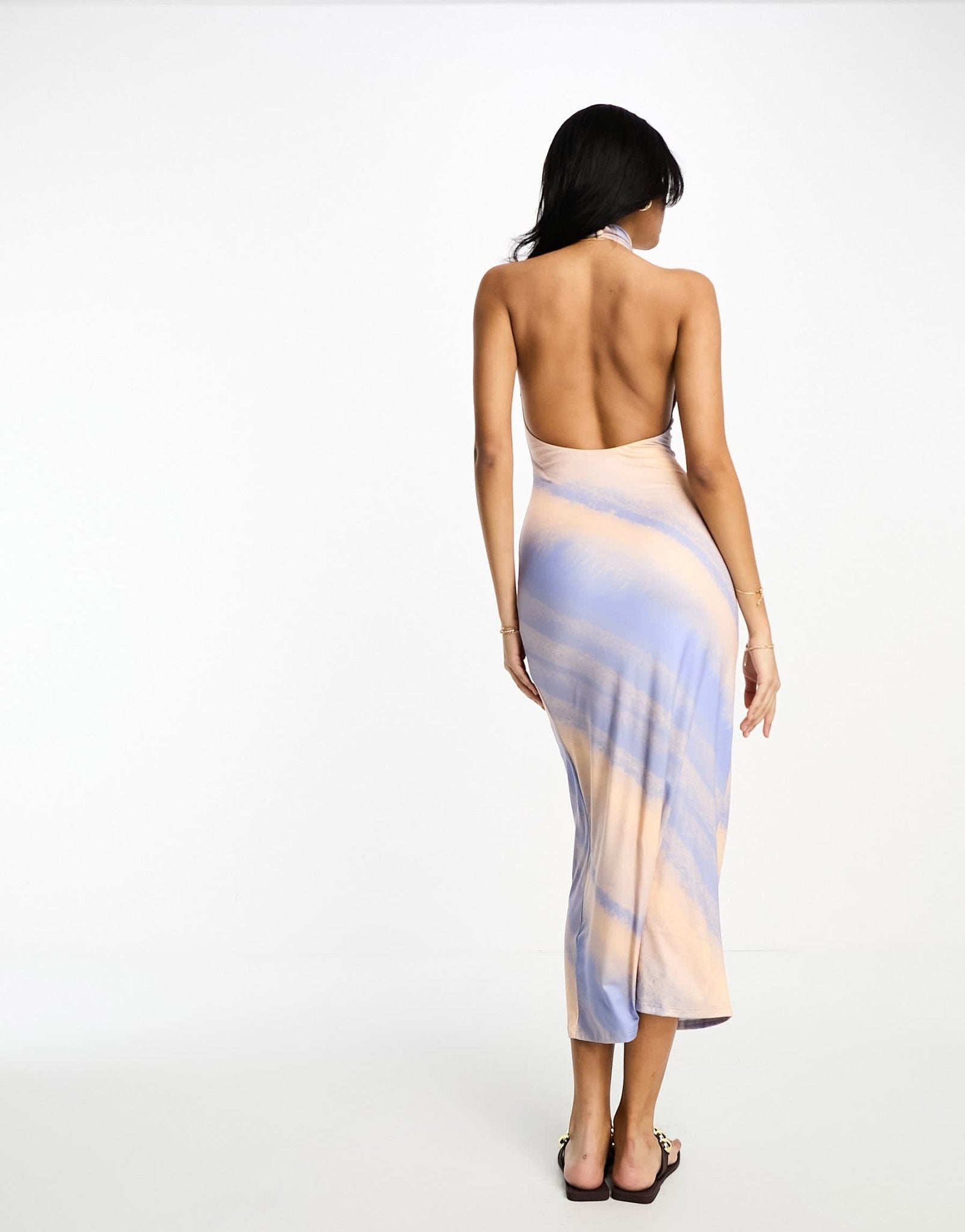 ASOS DESIGN halter cut out back midi dress in pastel stripe - ASOS Sample Sale EU Store