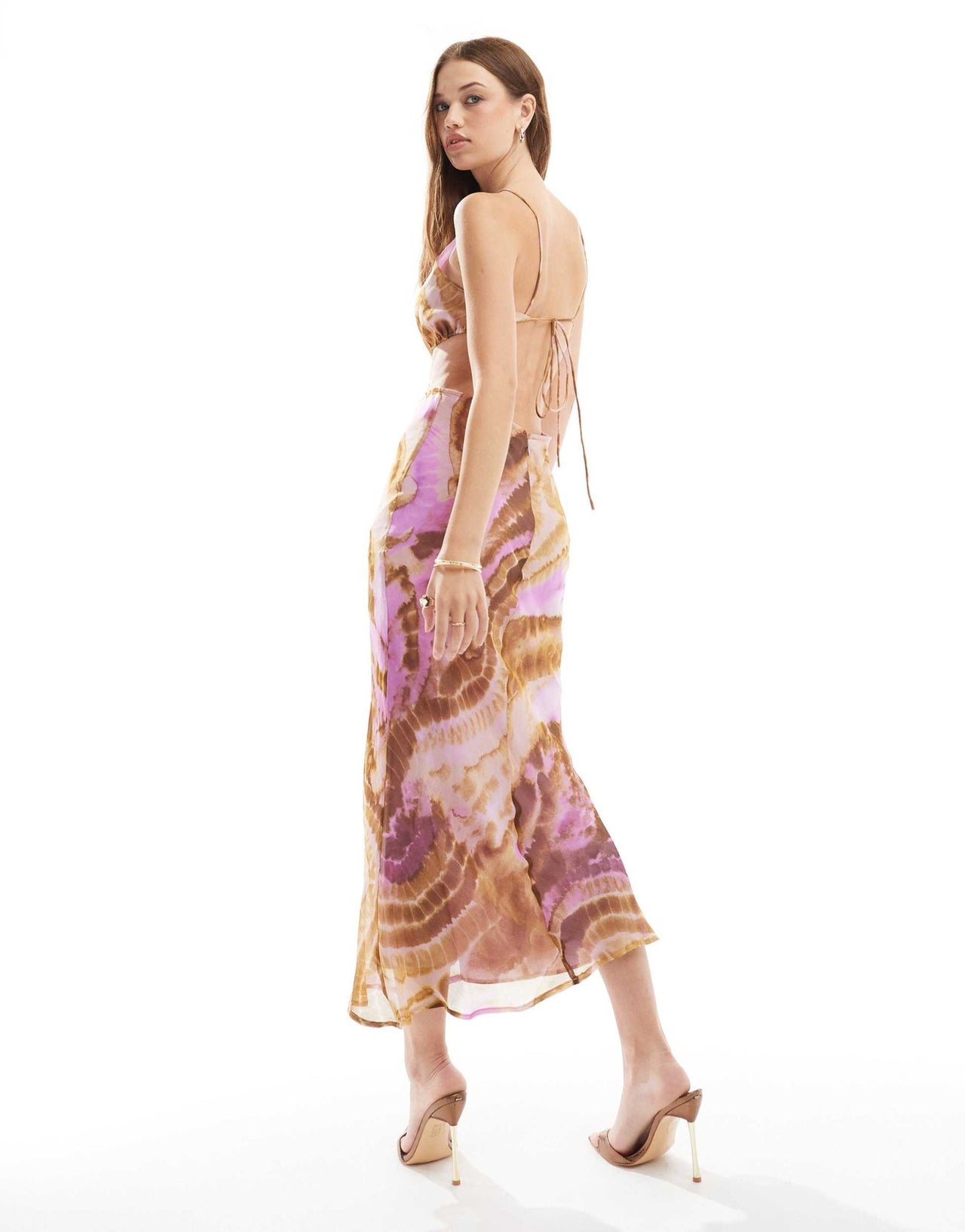 ASOS DESIGN halter cut out midaxi dress with satin bodice in abstract print - ASOS Sample Sale EU Store
