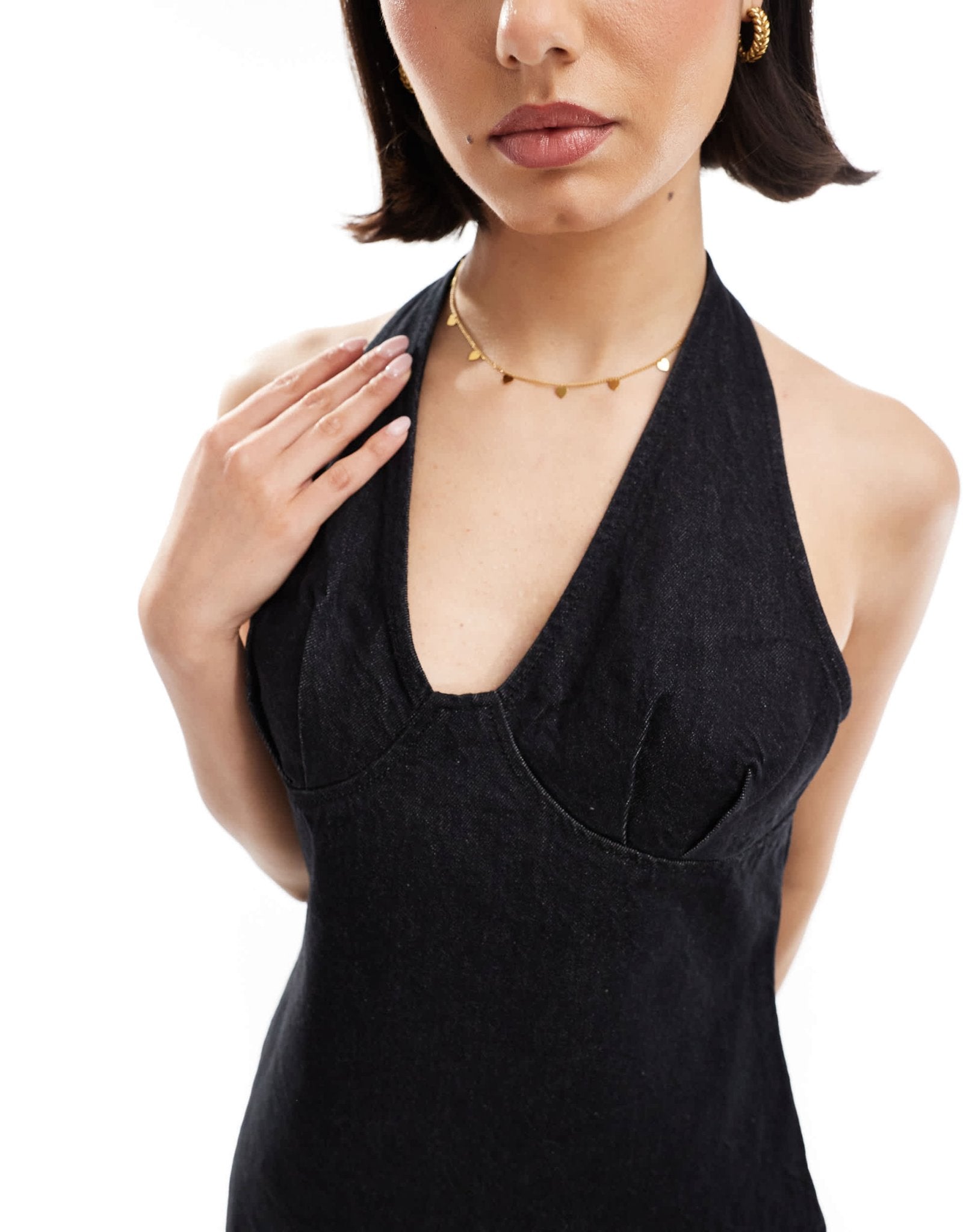 ASOS DESIGN halter neck denim mini dress in black - ASOS Sample Sale EU Store