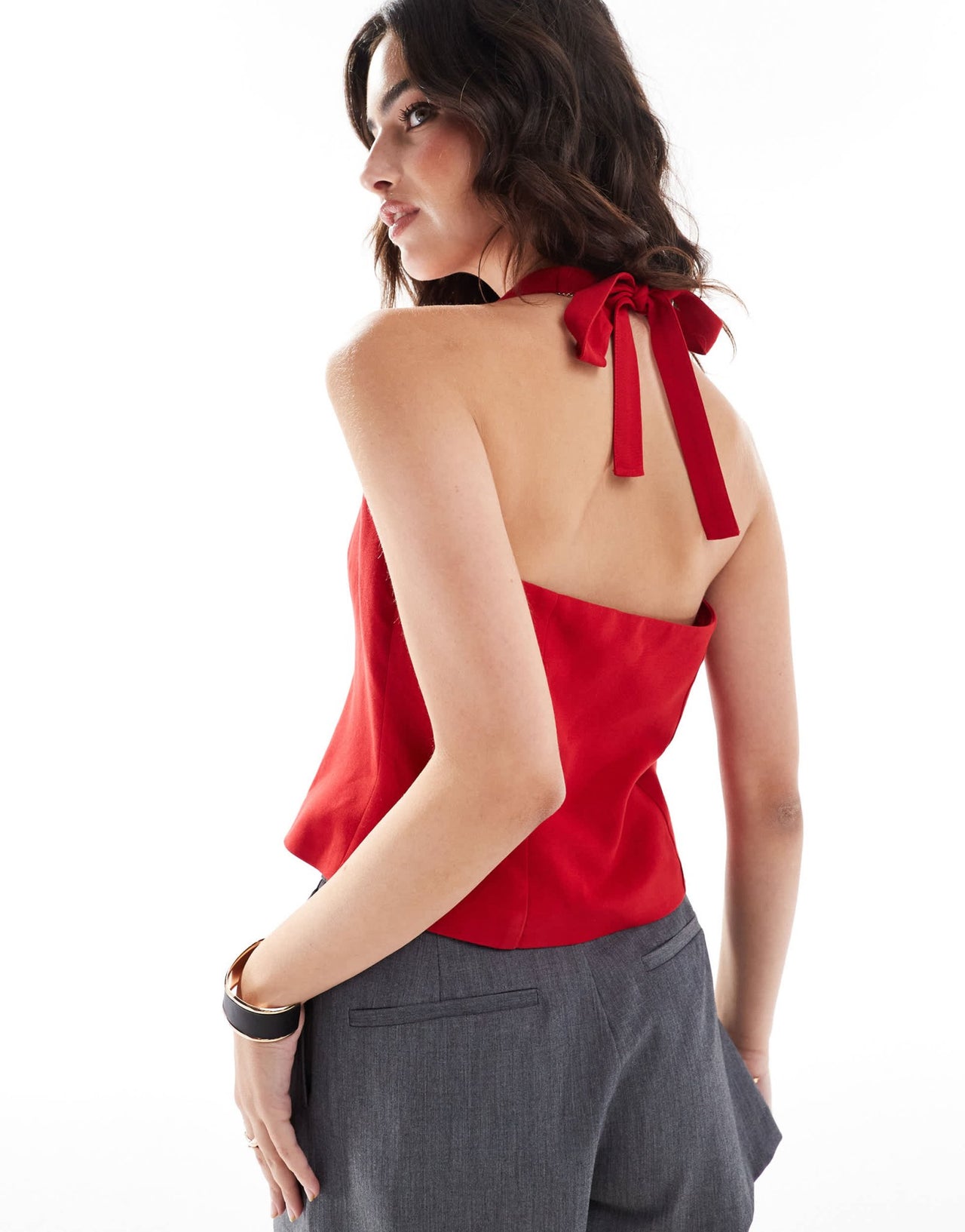 ASOS DESIGN halter waistcoat in red - ASOS Sample Sale EU Store
