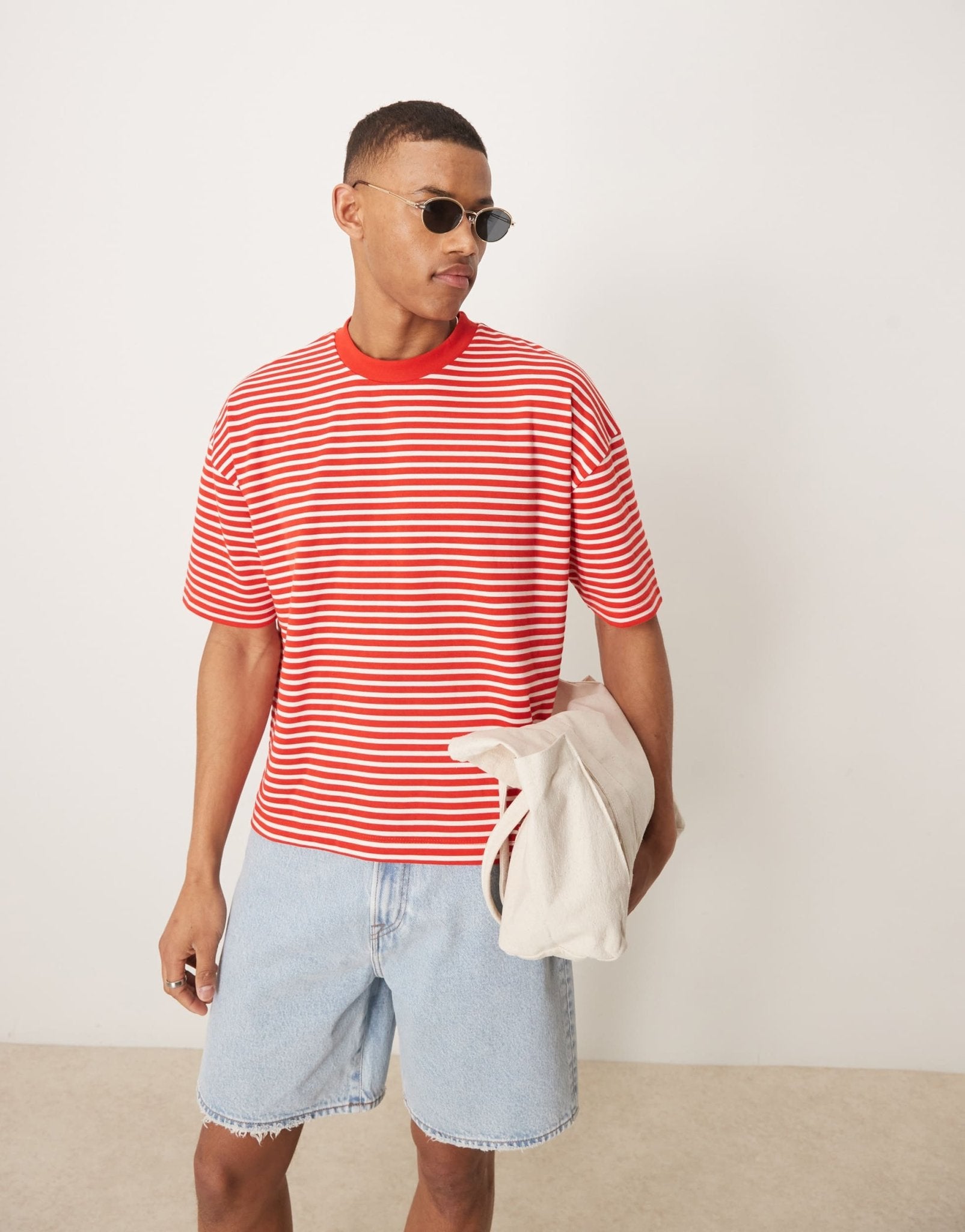 ASOS DESIGN heavyweight boxy oversized t-shirt in red and white stripe - ASOS Sample Sale EU Store