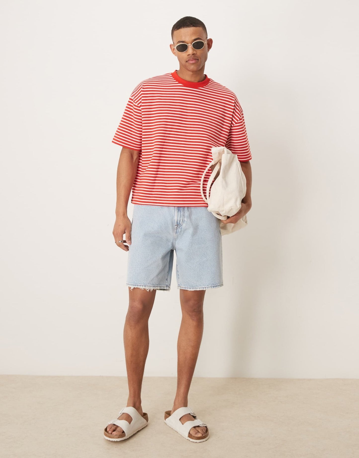 ASOS DESIGN heavyweight boxy oversized t-shirt in red and white stripe - ASOS Sample Sale EU Store