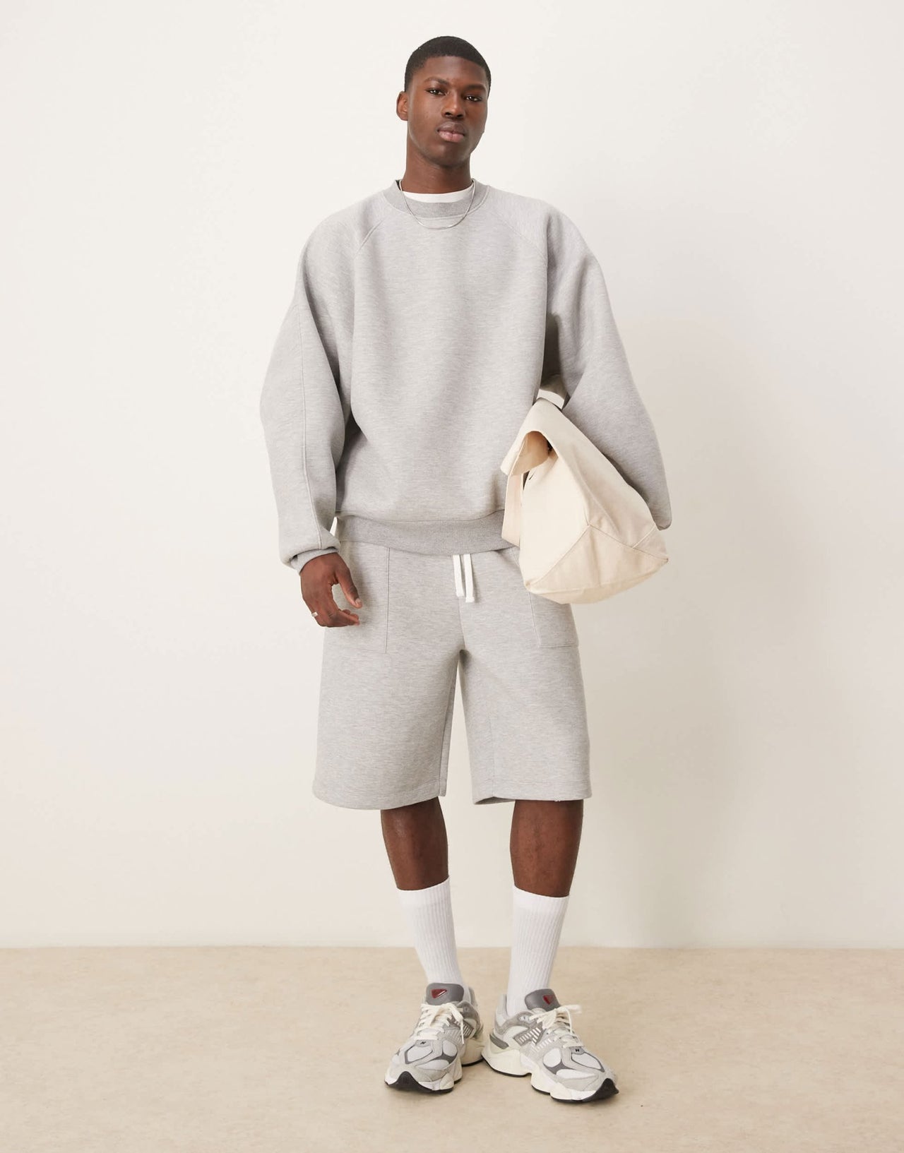 ASOS DESIGN heavyweight extreme oversized sweatshirt in scuba - style fabric in grey marl - ASOS Sample Sale EU Store