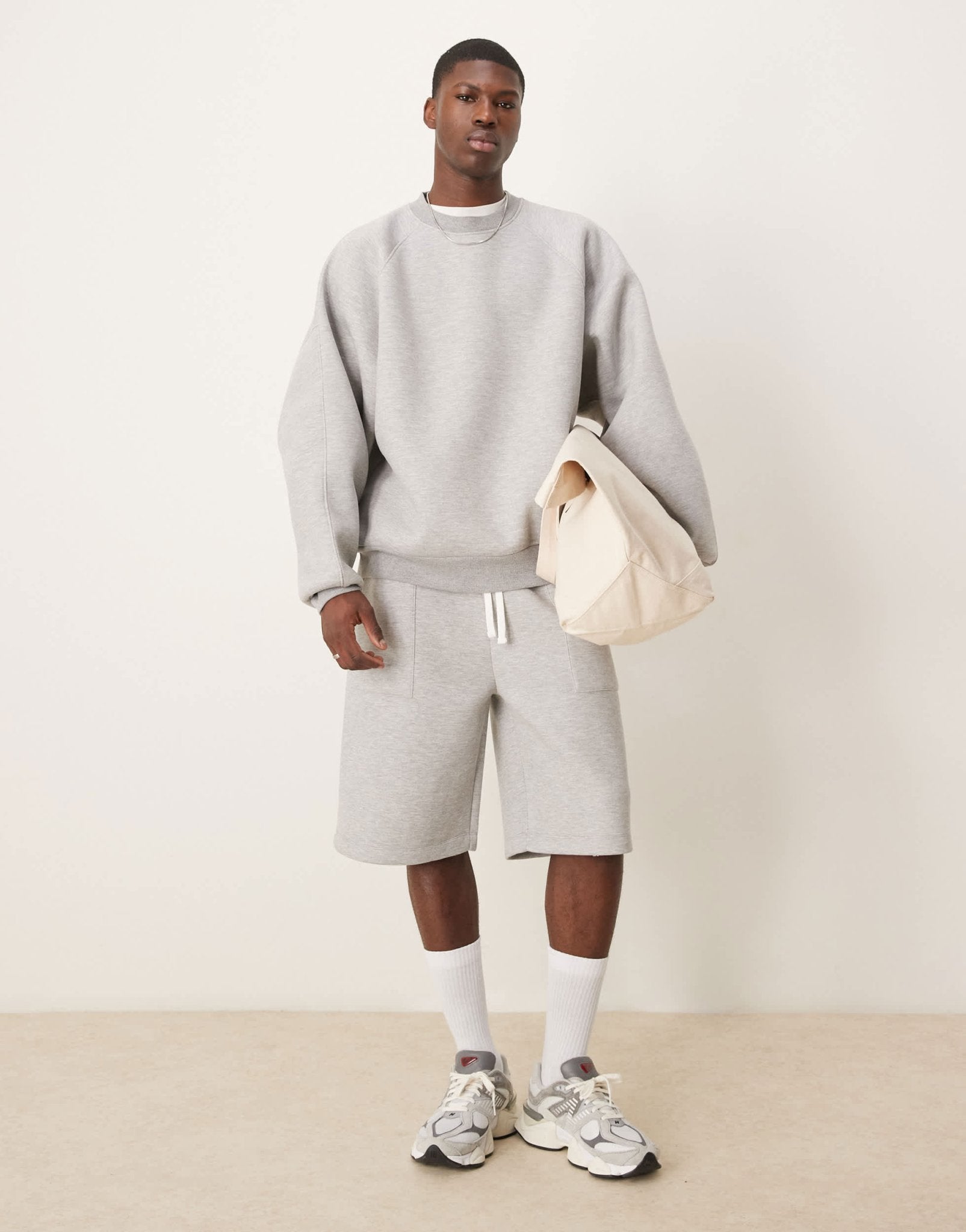 ASOS DESIGN heavyweight extreme oversized sweatshirt in scuba - style fabric in grey marl - ASOS Sample Sale EU Store