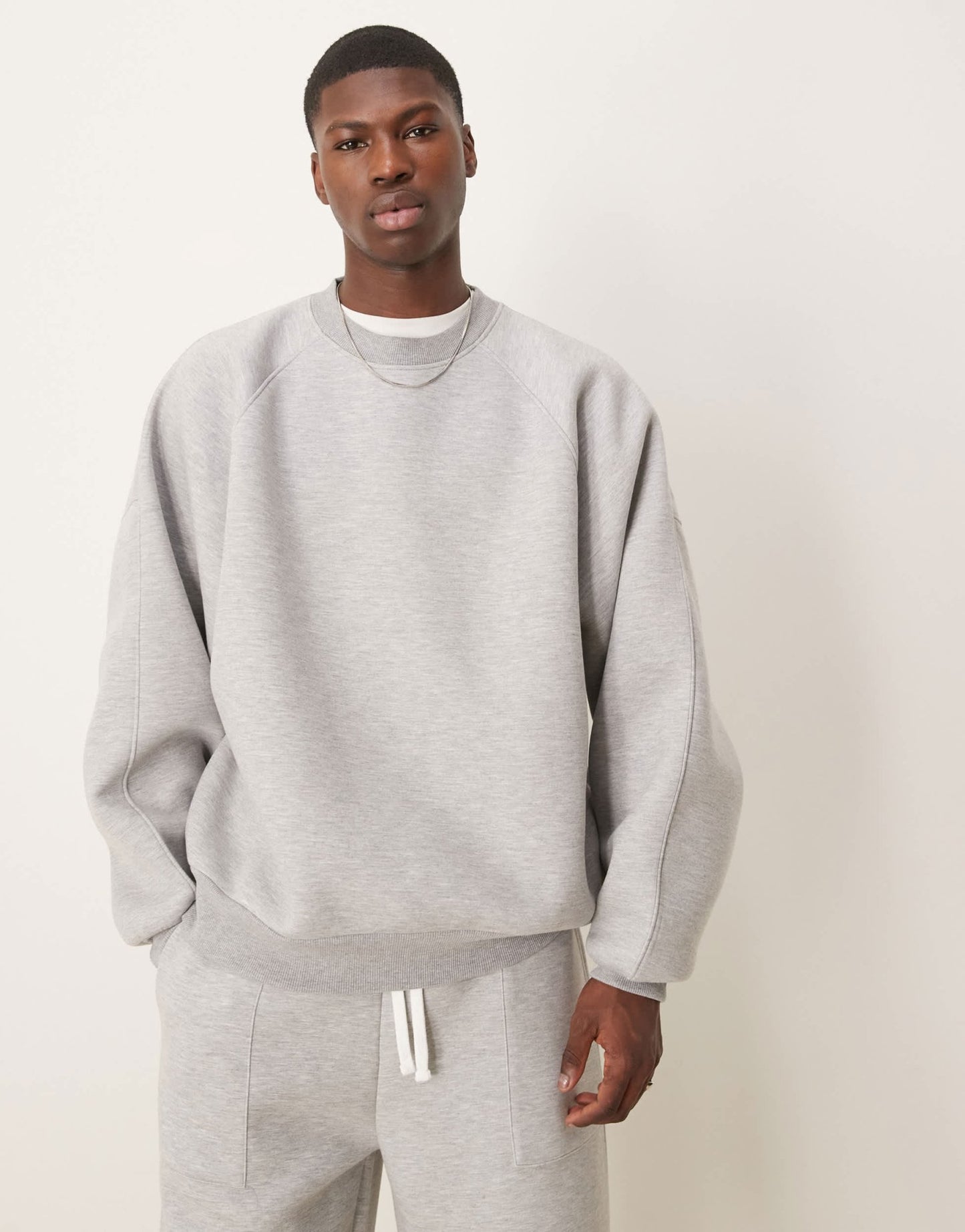 ASOS DESIGN heavyweight extreme oversized sweatshirt in scuba - style fabric in grey marl - ASOS Sample Sale EU Store