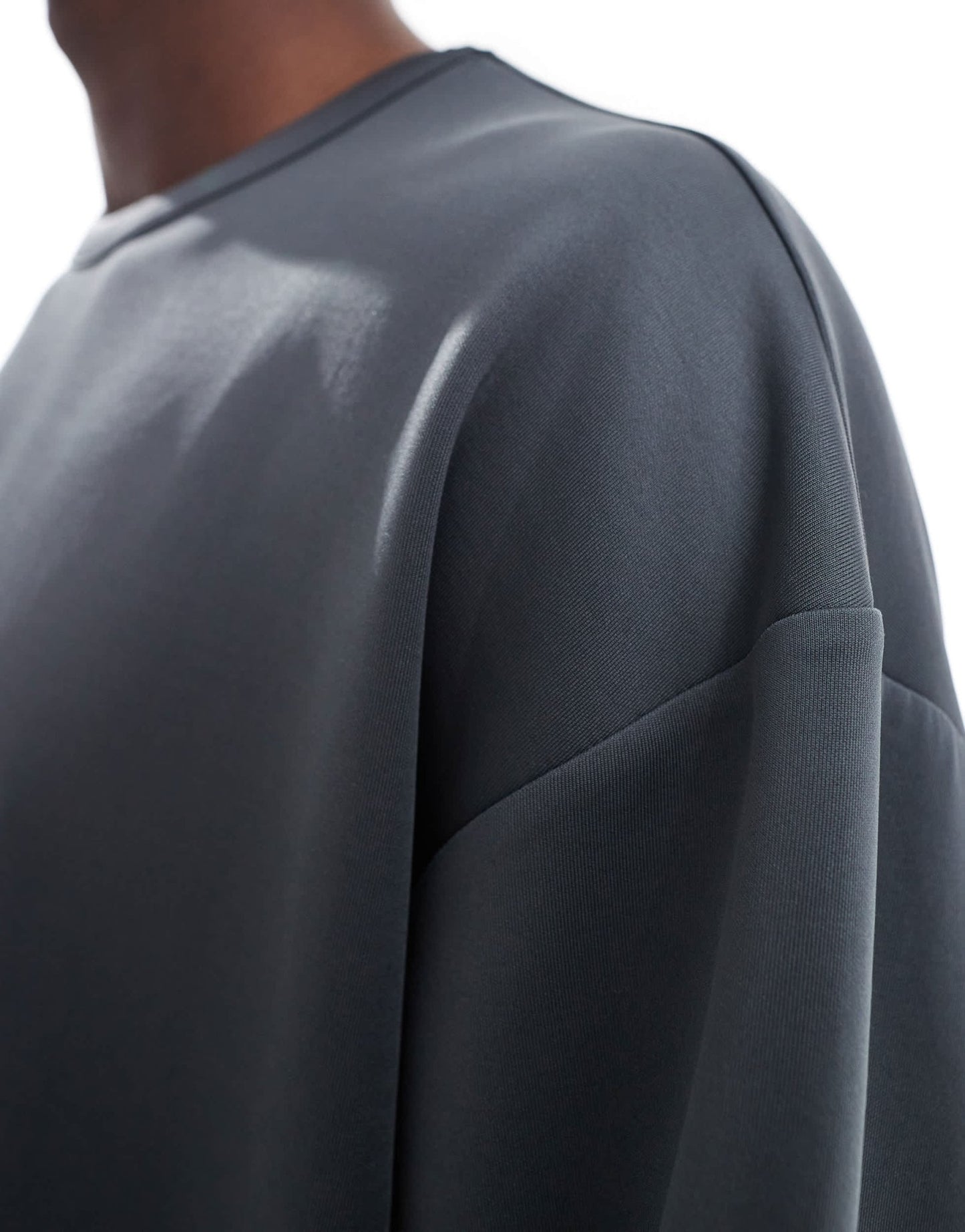 ASOS DESIGN heavyweight extreme oversized sweatshirt with hem detail in scuba - style fabric in charcoal - CHARCOAL - ASOS Sample Sale EU Store