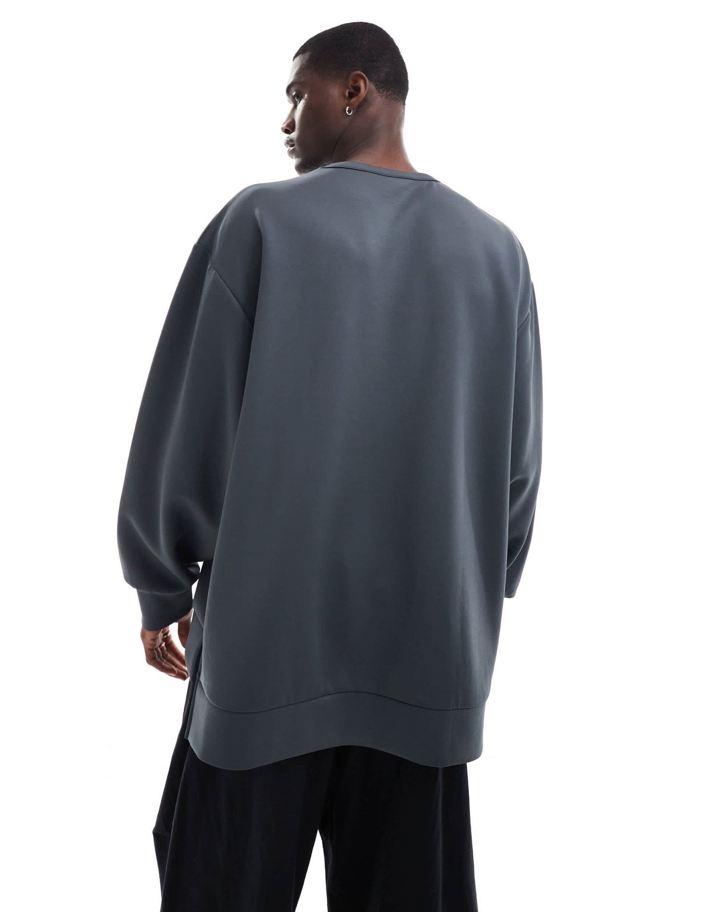 ASOS DESIGN heavyweight extreme oversized sweatshirt with hem detail in scuba - style fabric in charcoal - CHARCOAL - ASOS Sample Sale EU Store