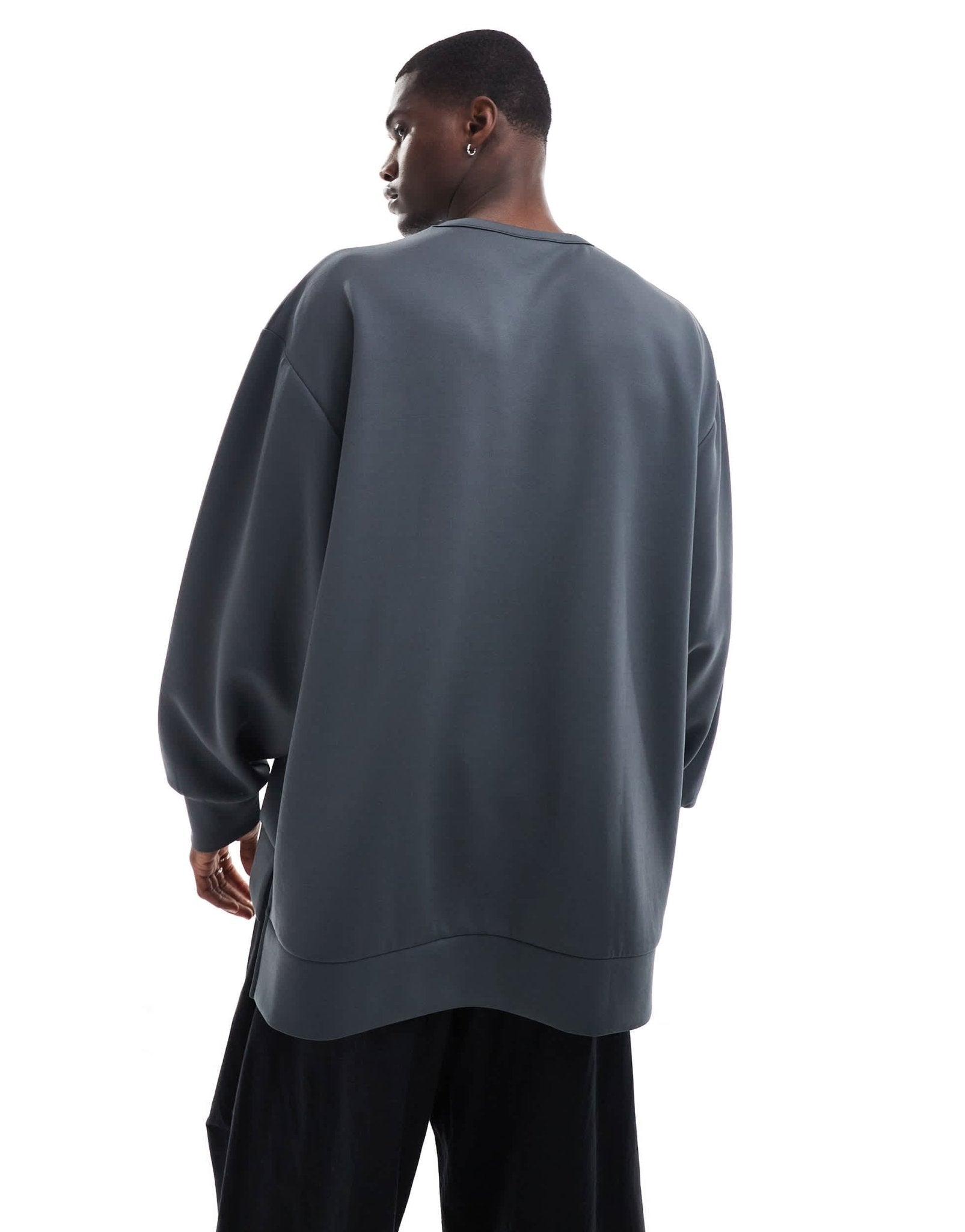 ASOS DESIGN heavyweight extreme oversized sweatshirt with hem detail in scuba - style fabric in charcoal - CHARCOAL - ASOS Sample Sale EU Store