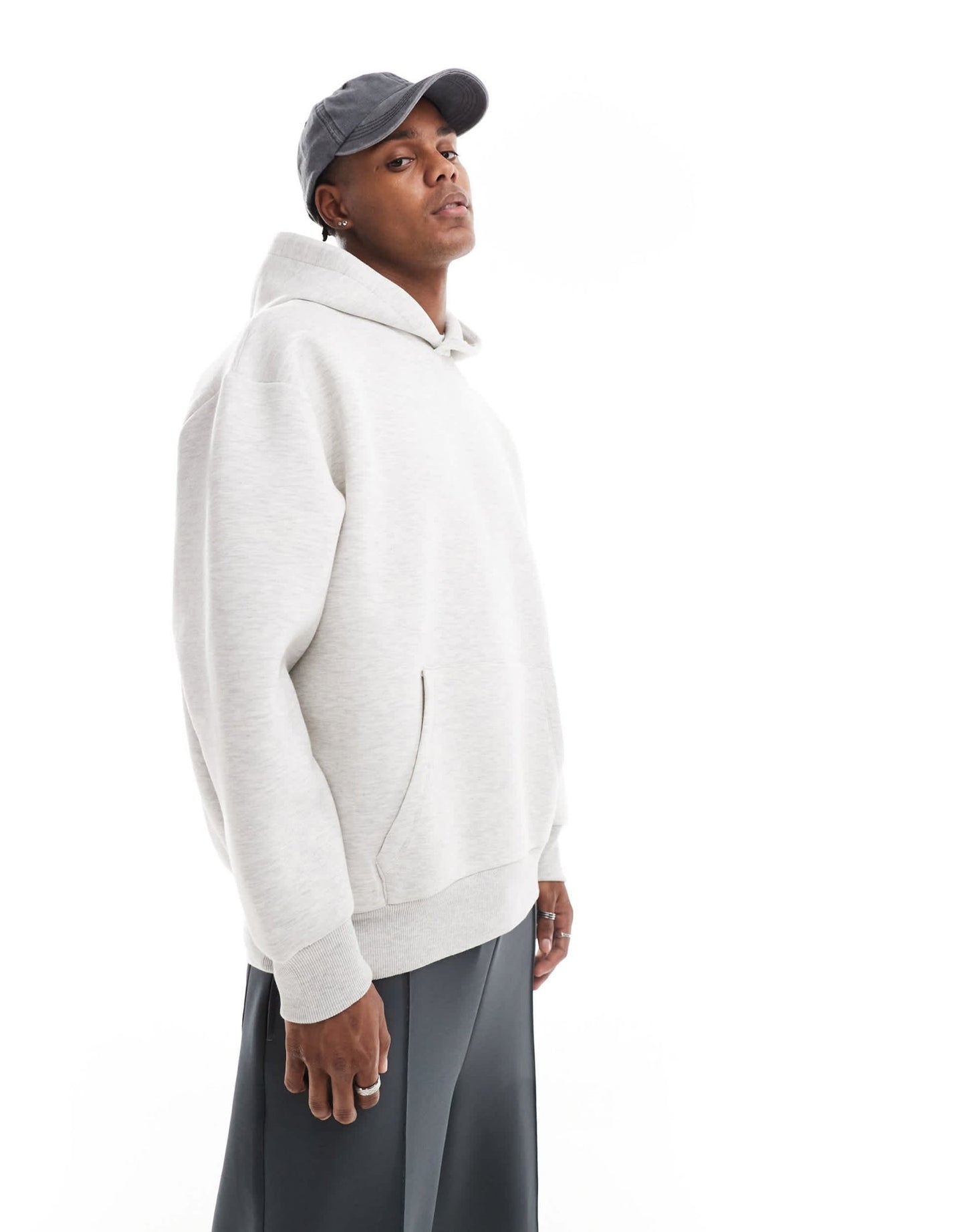 ASOS DESIGN heavyweight oversized hoodie in scuba - style fabric in grey marl - WHITE - ASOS Sample Sale EU Store