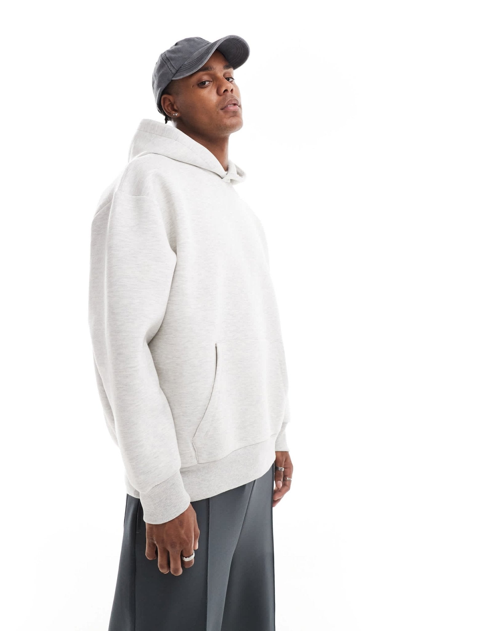 ASOS DESIGN heavyweight oversized hoodie in scuba - style fabric in grey marl - WHITE - ASOS Sample Sale EU Store