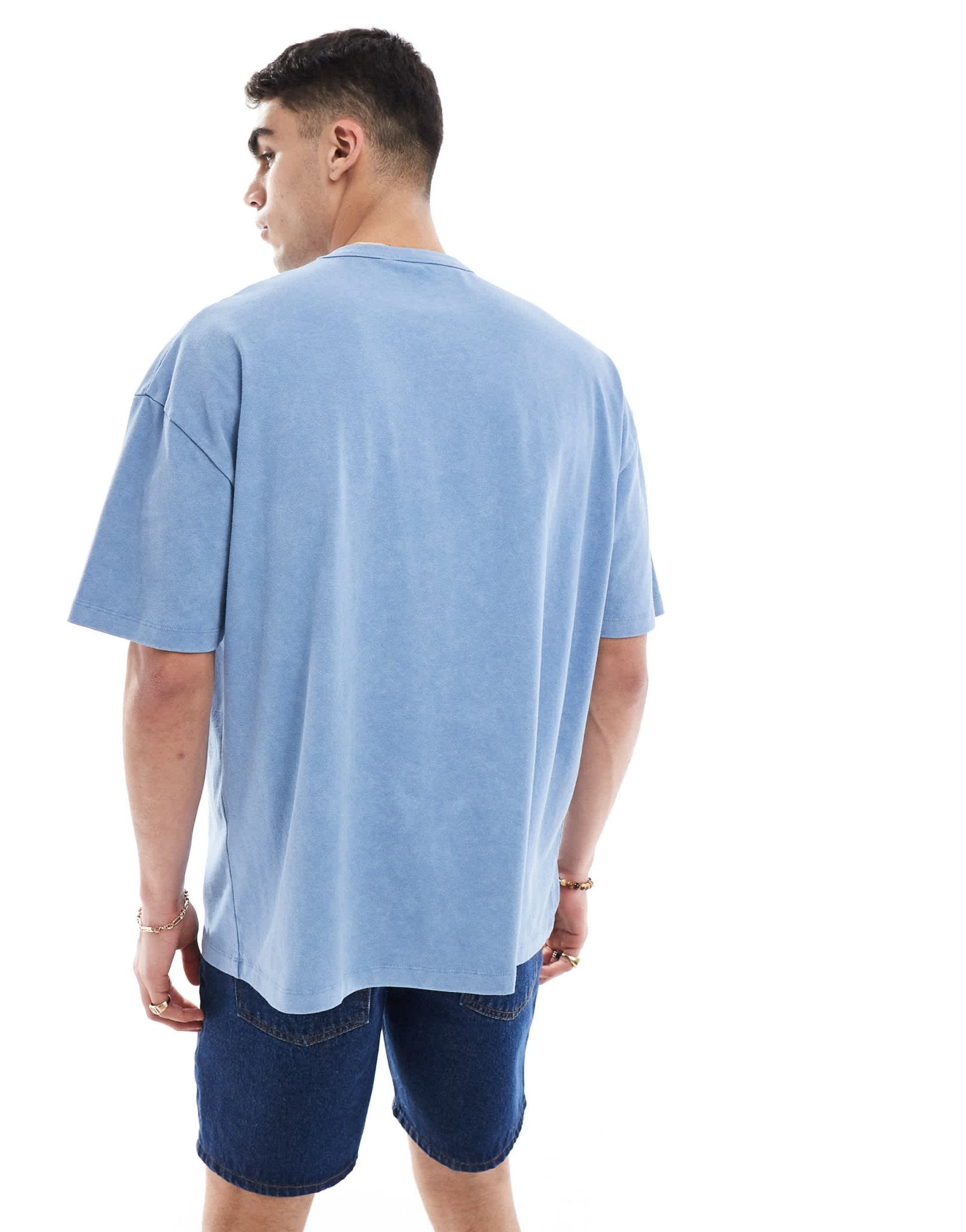 ASOS DESIGN heavyweight oversized t-shirt in washed blue with city chest print - ASOS Sample Sale EU Store