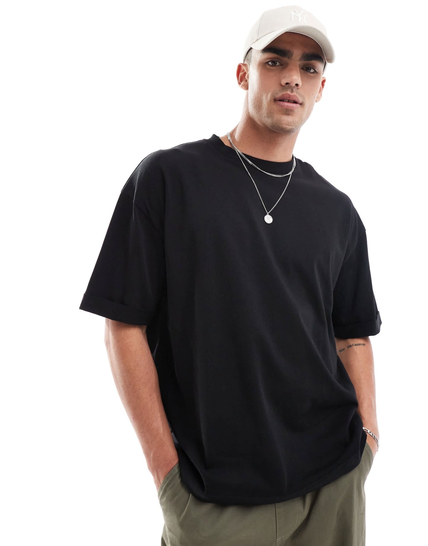 ASOS DESIGN heavyweight oversized t-shirt with roll sleeve in black - ASOS Sample Sale EU Store