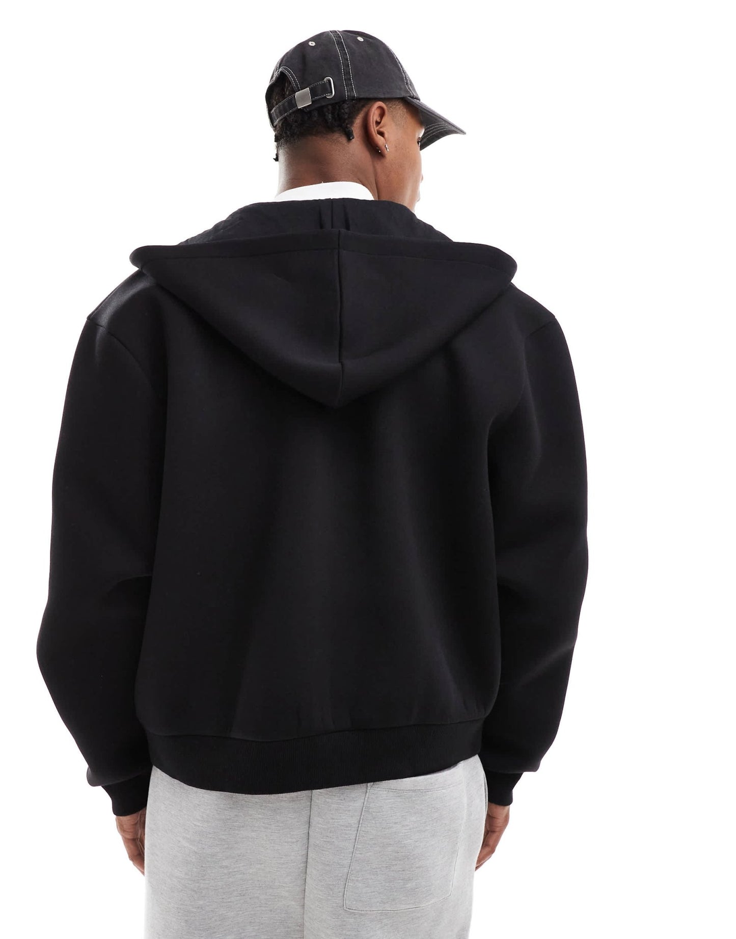 ASOS DESIGN heavyweight relaxed boxy zip through hoodie in scuba - style fabric in black - BLACK - ASOS Sample Sale EU Store
