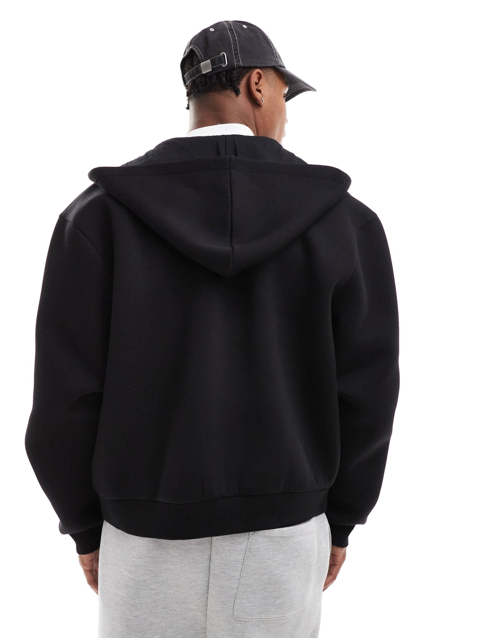 ASOS DESIGN heavyweight relaxed boxy zip through hoodie in scuba - style fabric in black - BLACK - ASOS Sample Sale EU Store