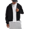 ASOS DESIGN heavyweight relaxed boxy zip through hoodie in scuba-style fabric in black - BLACK
