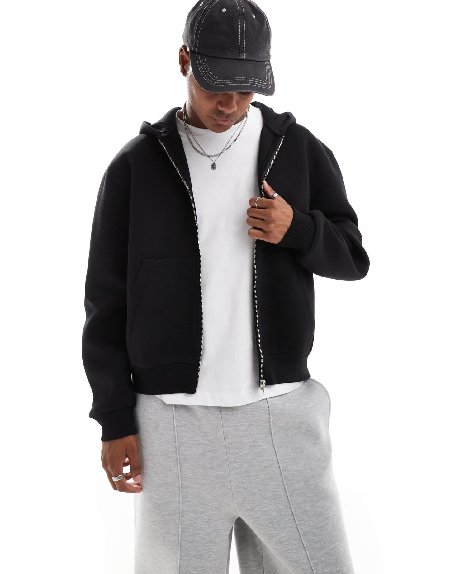 ASOS DESIGN heavyweight relaxed boxy zip through hoodie in scuba - style fabric in black - BLACK - ASOS Sample Sale EU Store