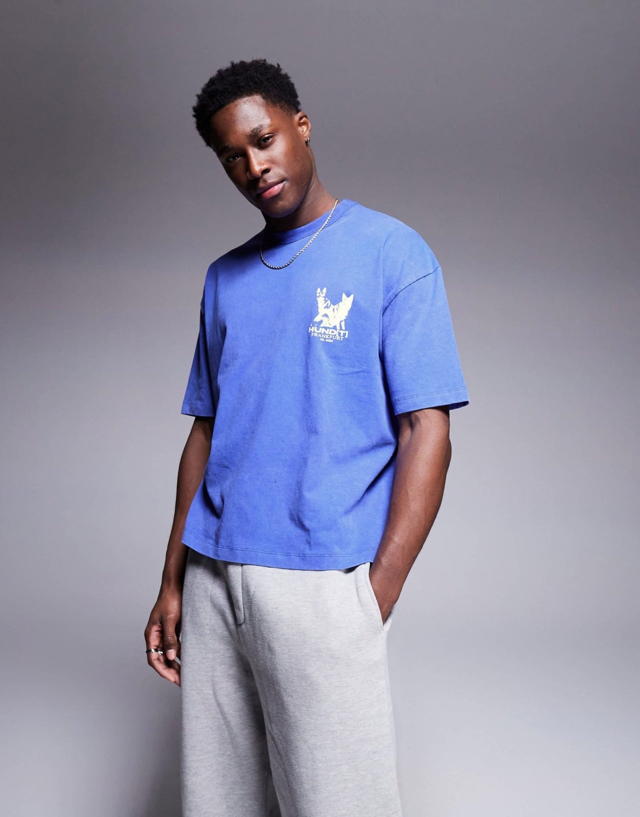 ASOS DESIGN heayweight boxy oversized t-shirt in washed blue with graphic - ASOS Sample Sale EU Store