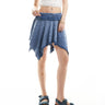ASOS DESIGN high low hem broderie rara skirt in washed blue