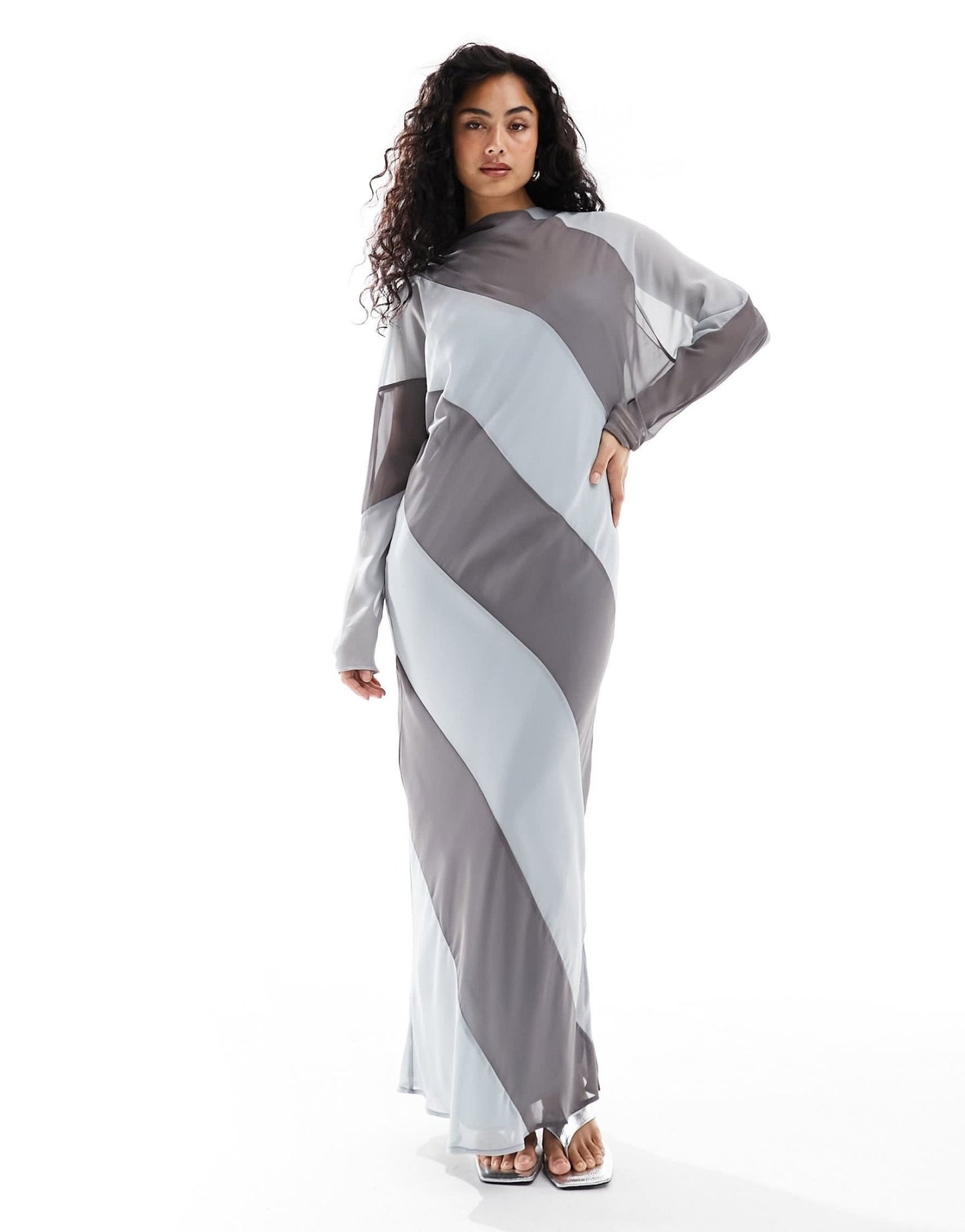 ASOS DESIGN high neck stripe maxi dress in charcoal stripe - ASOS Sample Sale EU Store