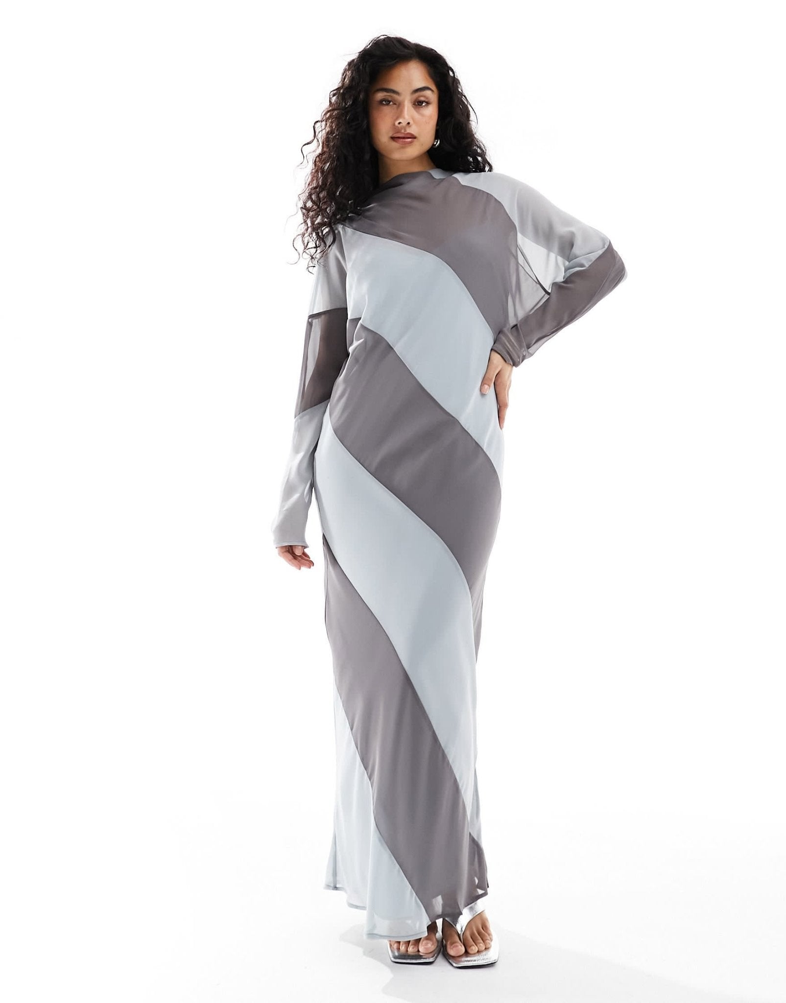 ASOS DESIGN high neck stripe maxi dress in charcoal stripe - ASOS Sample Sale EU Store