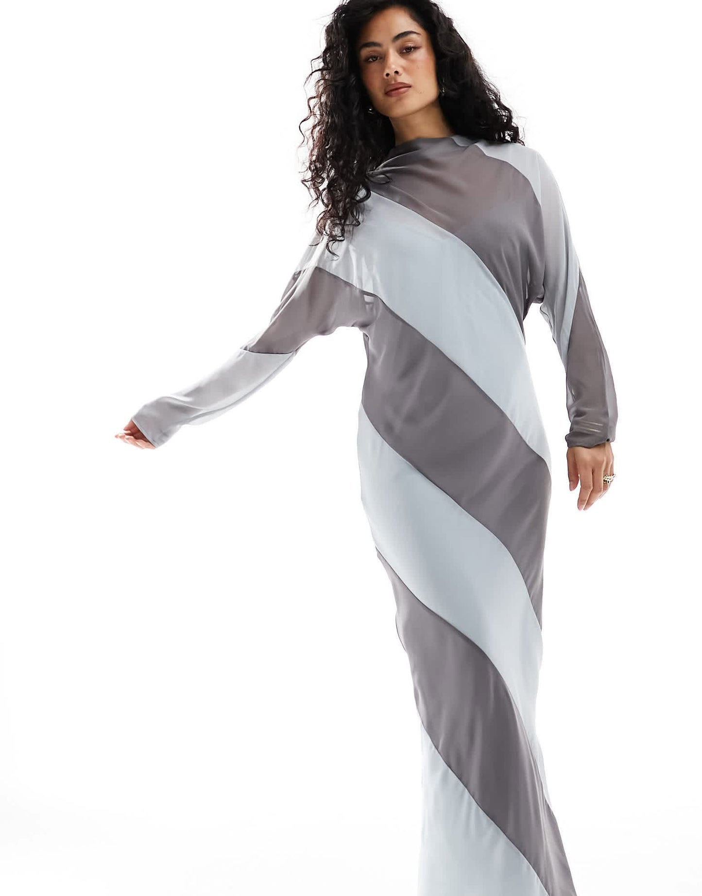 ASOS DESIGN high neck stripe maxi dress in charcoal stripe - ASOS Sample Sale EU Store