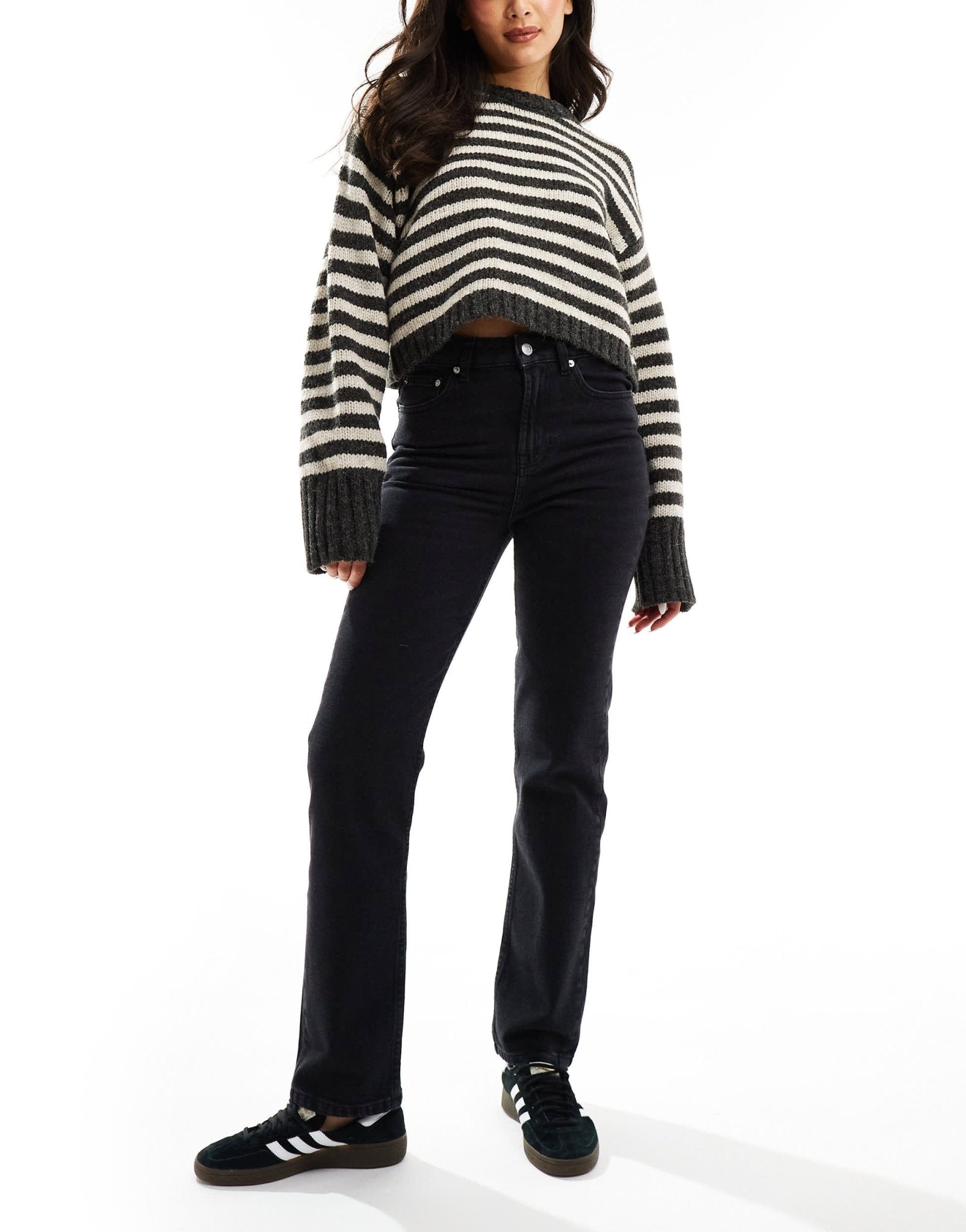 ASOS DESIGN high rise slim straight jean in black - ASOS Sample Sale EU Store