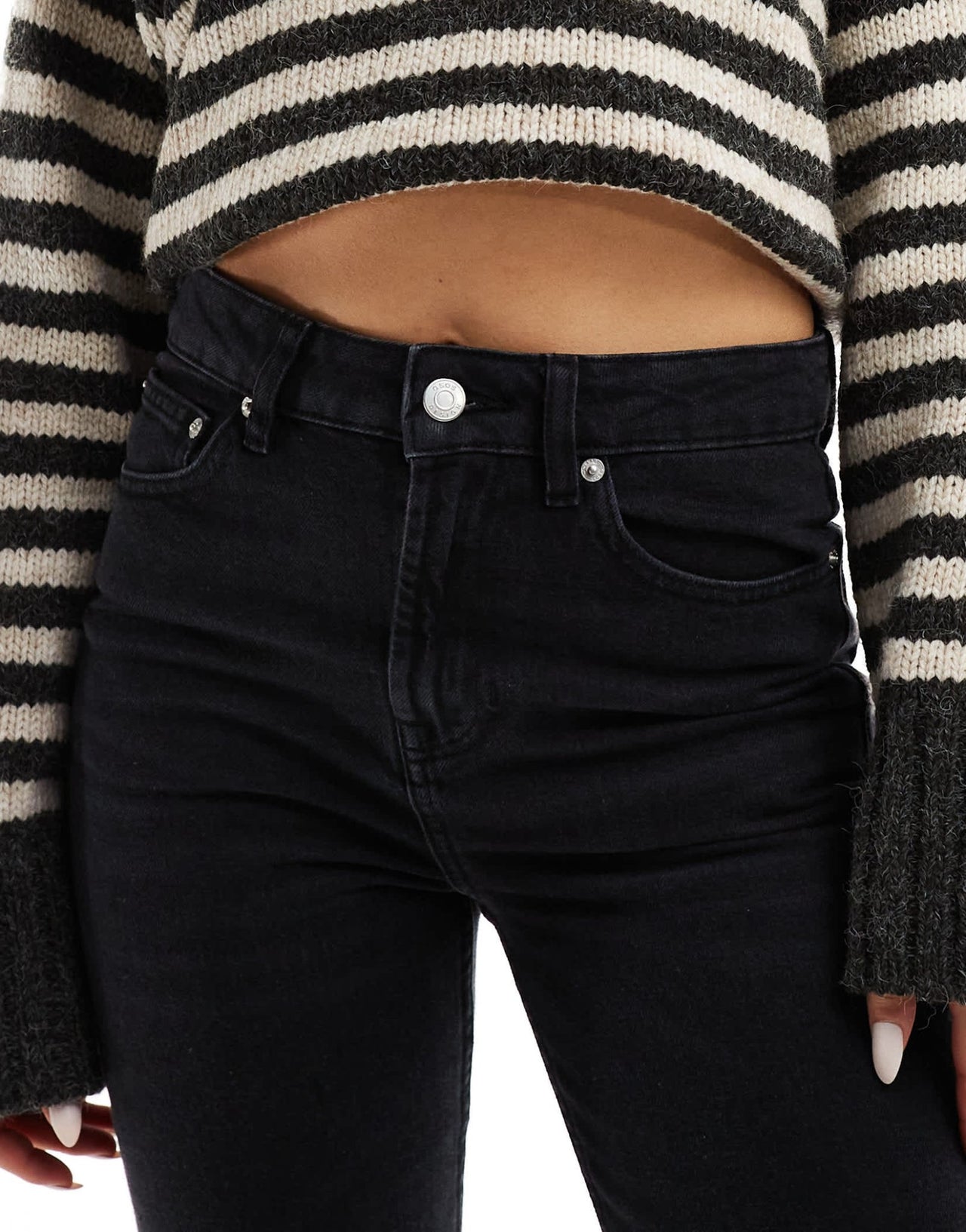 ASOS DESIGN high rise slim straight jean in black - ASOS Sample Sale EU Store