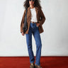 ASOS DESIGN high rise slim straight jean in bright mid blue