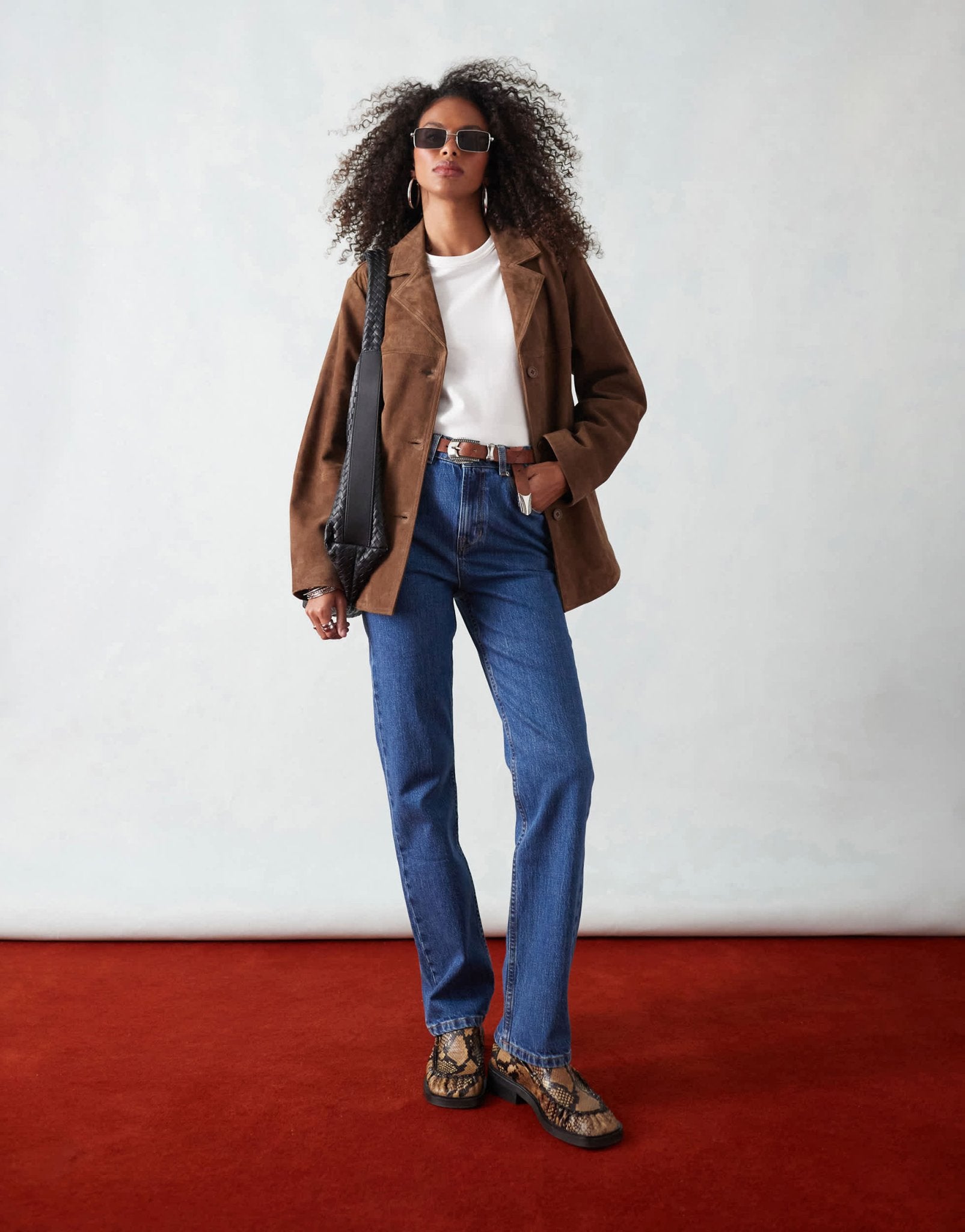 ASOS DESIGN high rise slim straight jean in bright mid blue - ASOS Sample Sale EU Store