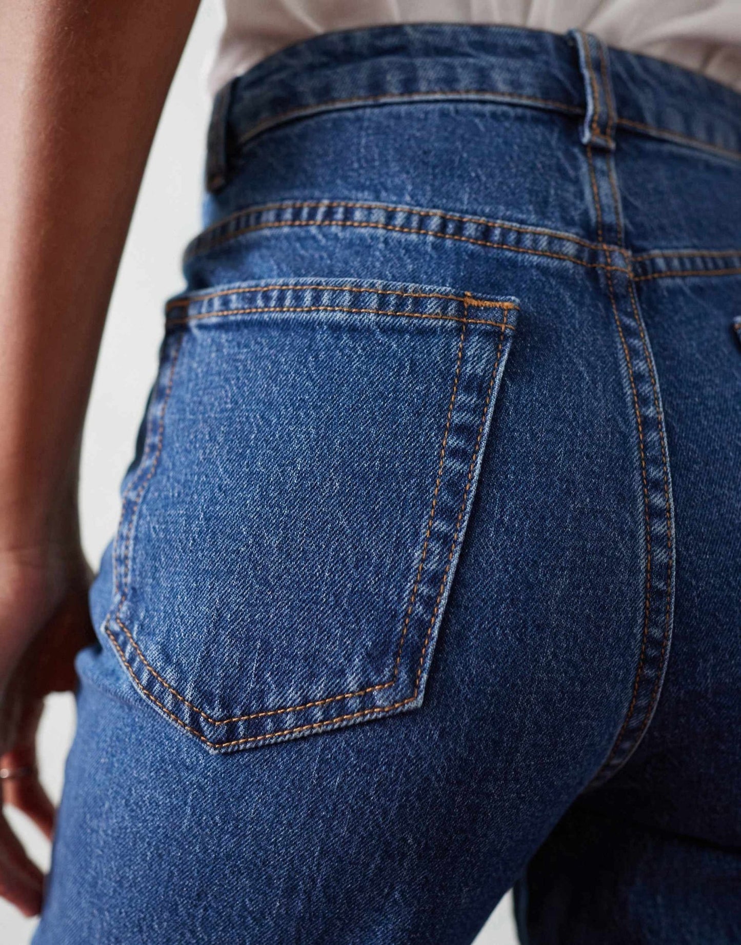 ASOS DESIGN high rise slim straight jean in bright mid blue - ASOS Sample Sale EU Store