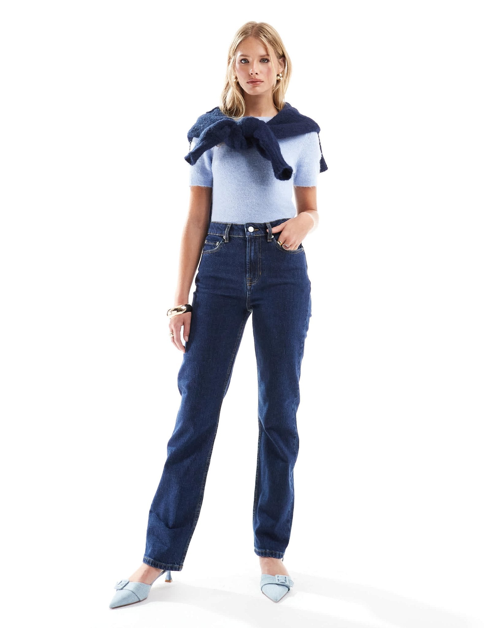 ASOS DESIGN high rise slim straight jean in rinse - ASOS Sample Sale EU Store