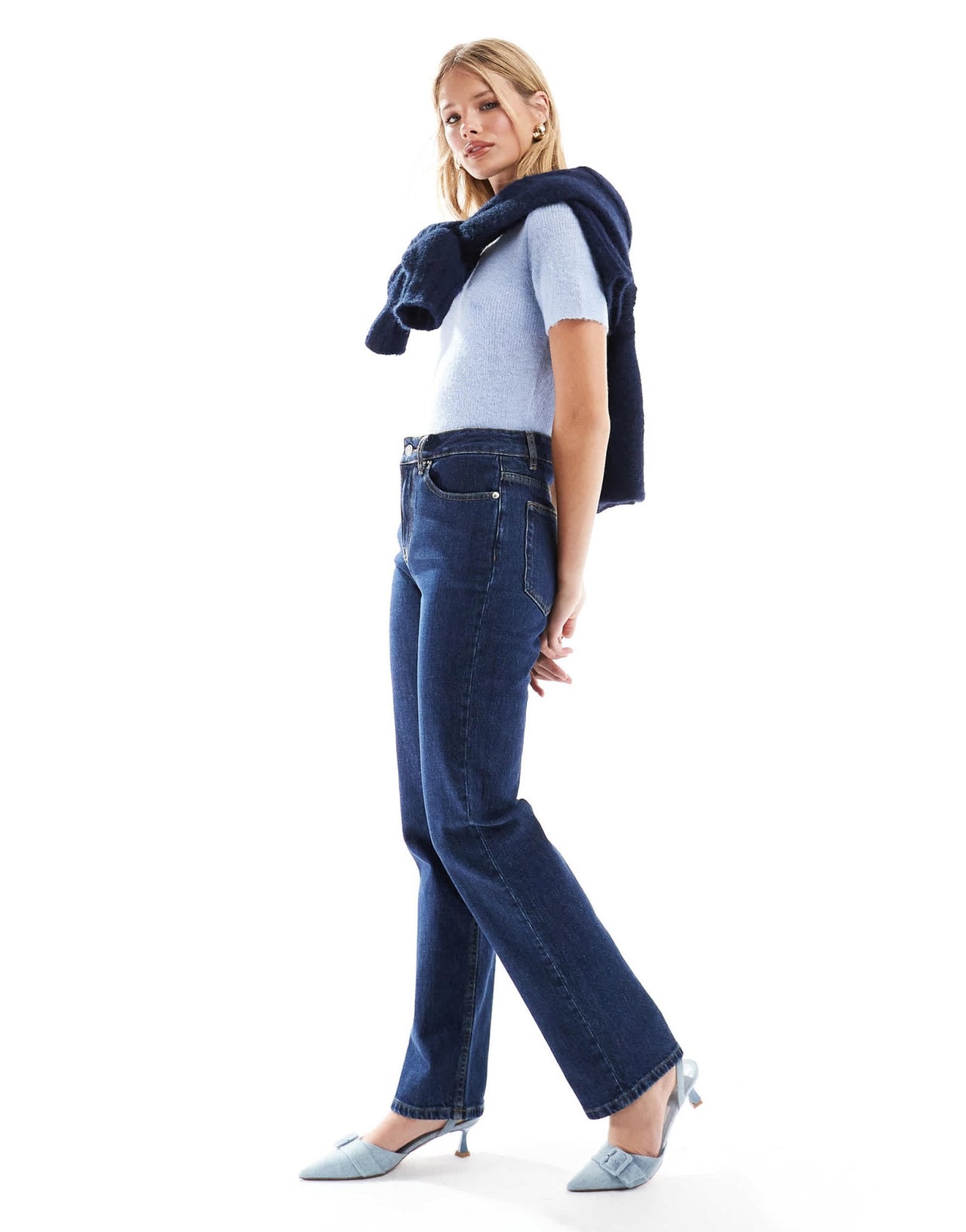 ASOS DESIGN high rise slim straight jean in rinse - ASOS Sample Sale EU Store