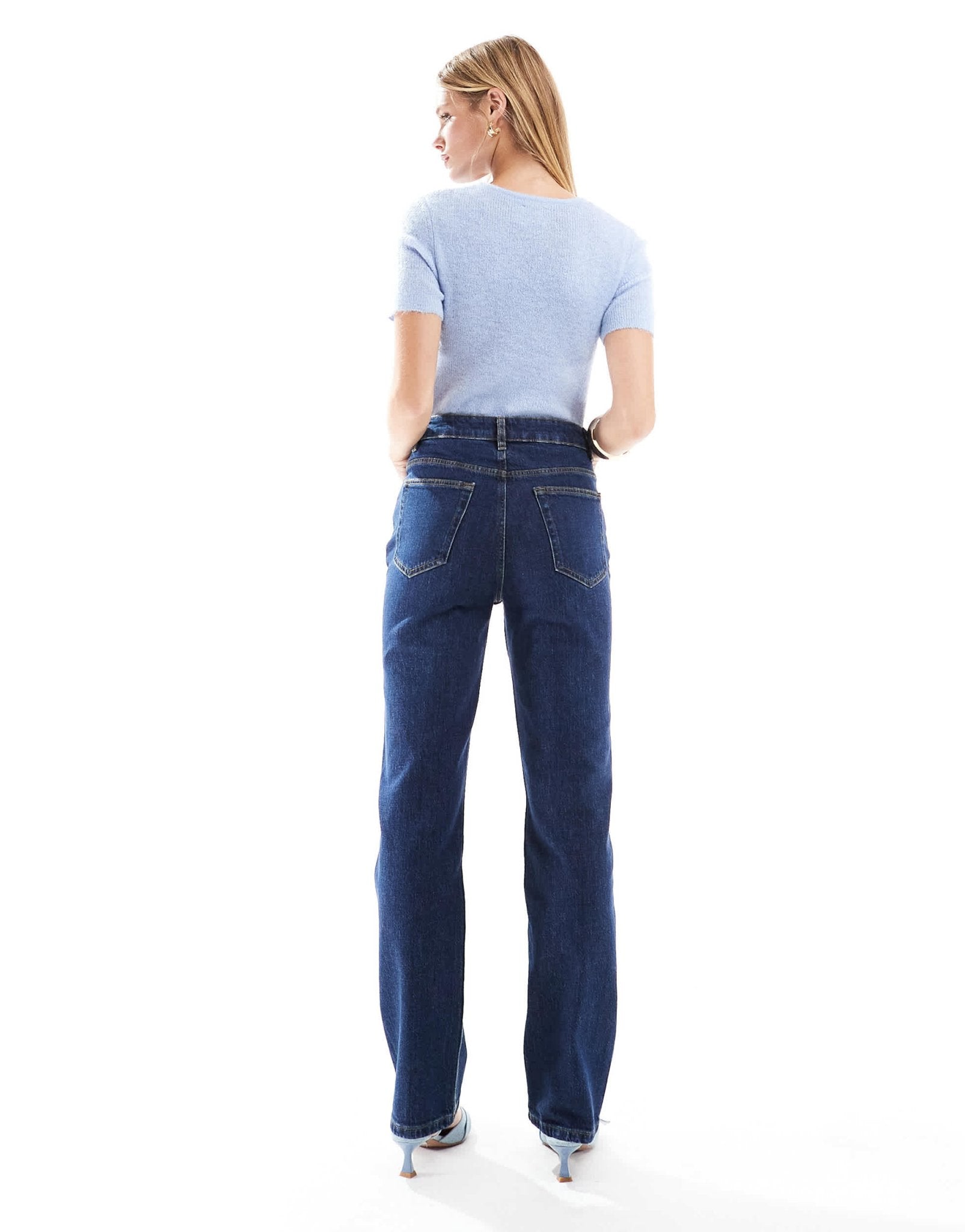 ASOS DESIGN high rise slim straight jean in rinse - ASOS Sample Sale EU Store